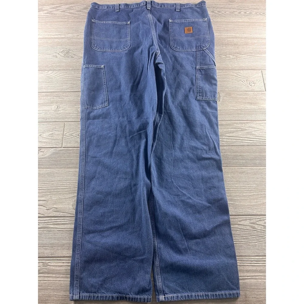 Carhartt Mens Blue Cotton Dungaree Fit Carpenter Pants 40x34 B11-DKB